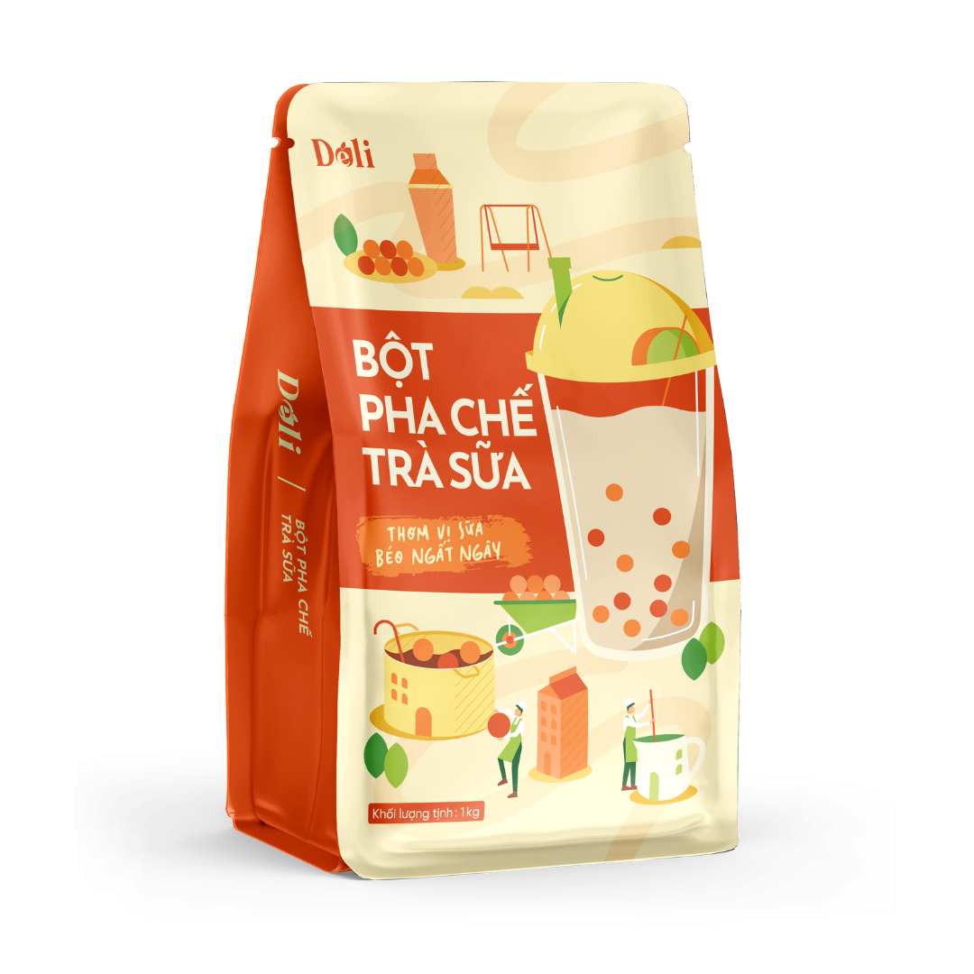 Hình ảnh Bột Pha Chế Trà Sữa Déli - Túi 1Kg , vị sữa thơm - béo, nguyên liệu chuyên dùng pha trà sữa cho quán
