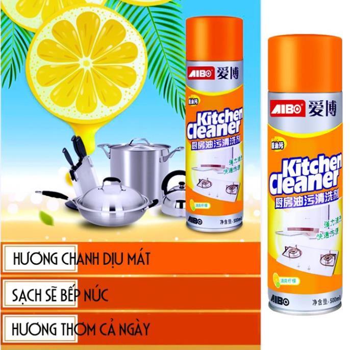 Bình xịt bọt tuyết tẩy rửa siêu sạch mầu cam kitchen cleaner nhà bếp 500ml