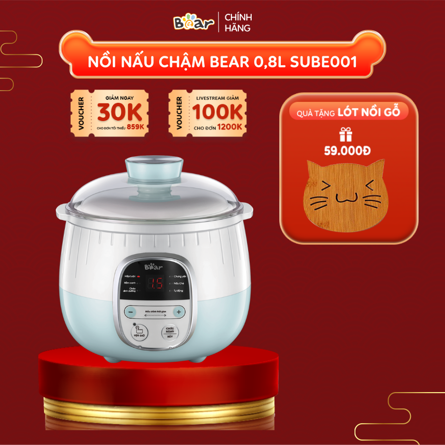 NỒI NINH HẦM CÁCH THỦY NẤU CHÁO BEAR DDZ-B08C1