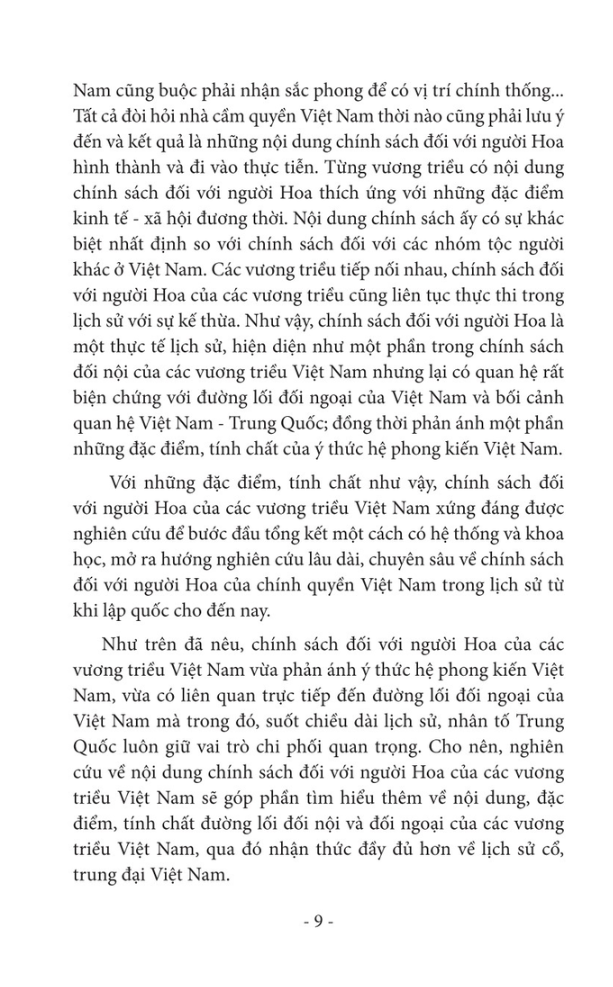 Sách - Chính Sách Của Các Vương Triều Việt Nam Đối Với Người Hoa