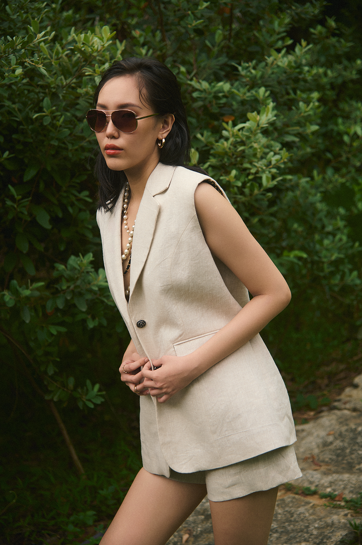 Áo Blazer Oversized Linen Lanh TOP219 thời trang thiết kế Hity