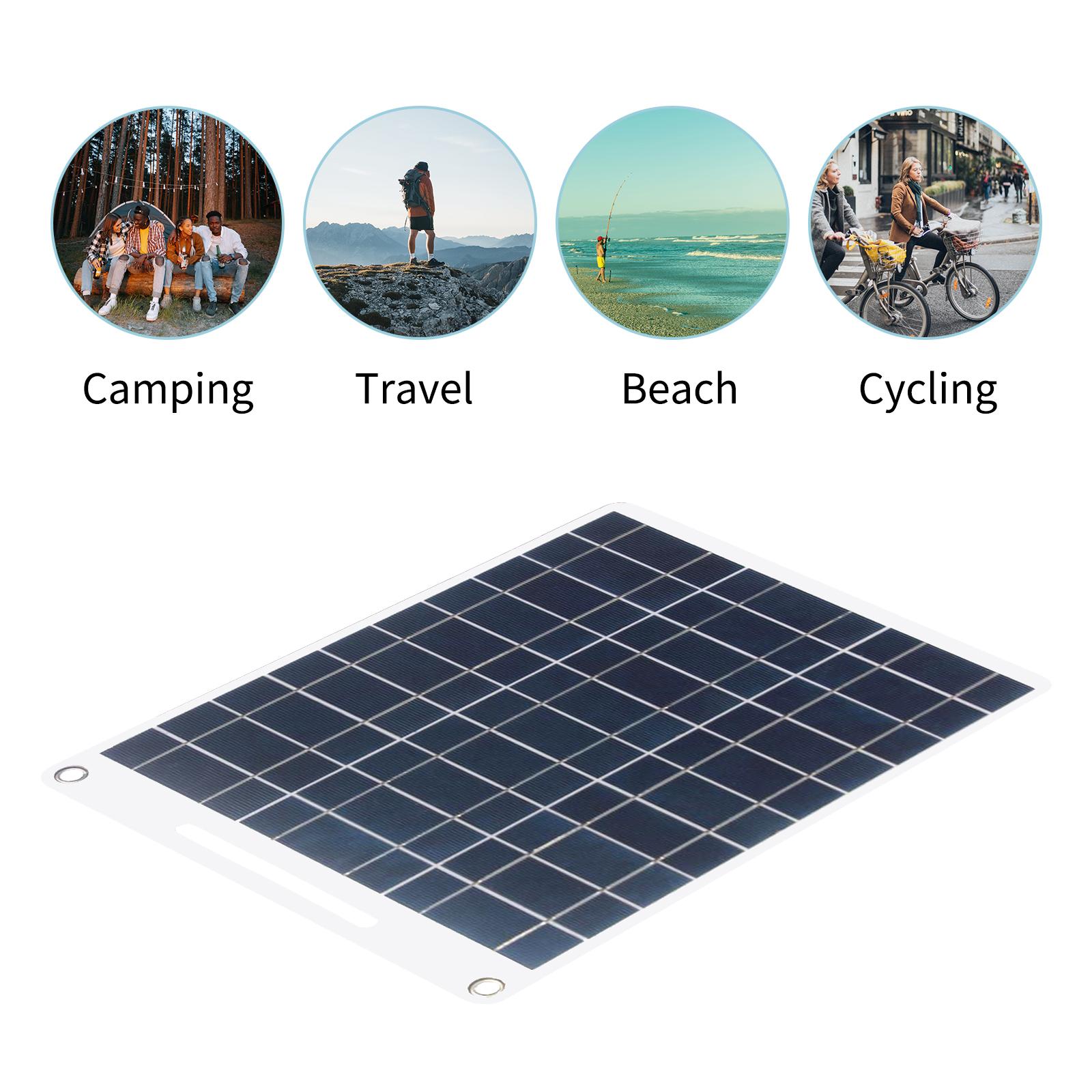 13W 5V Solar Panel with Dual USB Port 2PCS Carabiner Polycrystalline Silicon Solar Cell for Outdoor Camping and Hiking