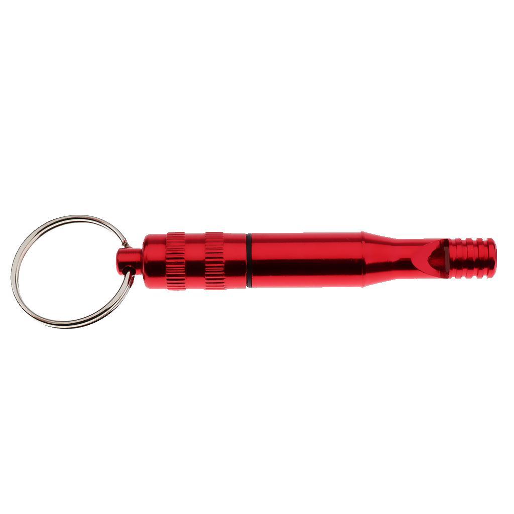 5pcs Aluminum Alloy Emergency Safety Whistle with Waterproof Compartment & Key Ring for Outdoor Hiking Travel Camping Boating