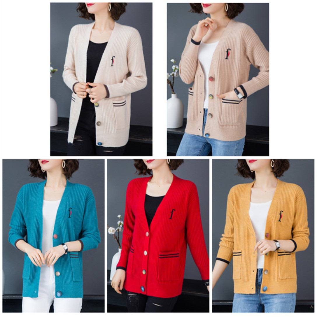 Áo Cardigan Nữ Form Hàn Quốc Khoác Vai ALNO34 MayBlue