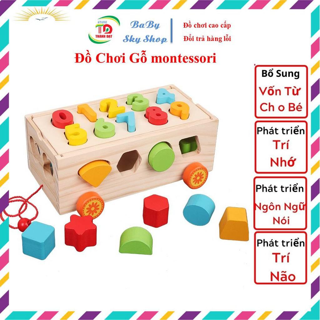 Xe Kéo Thả Hình Khối Ghép Số 2 Trong 1 - Đồ Chơi Bảng Gỗ Thông Minh Giúp Bé Phát Triển Trí Tuệ, An Toàn