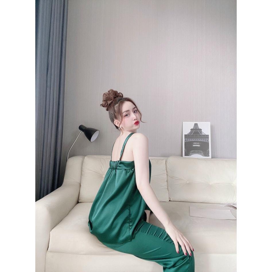 Giá Sôc Sét đồ ngủ 2 dây bảng quần dài đồ bộ lụa satin cao cấp vải mềm mịn