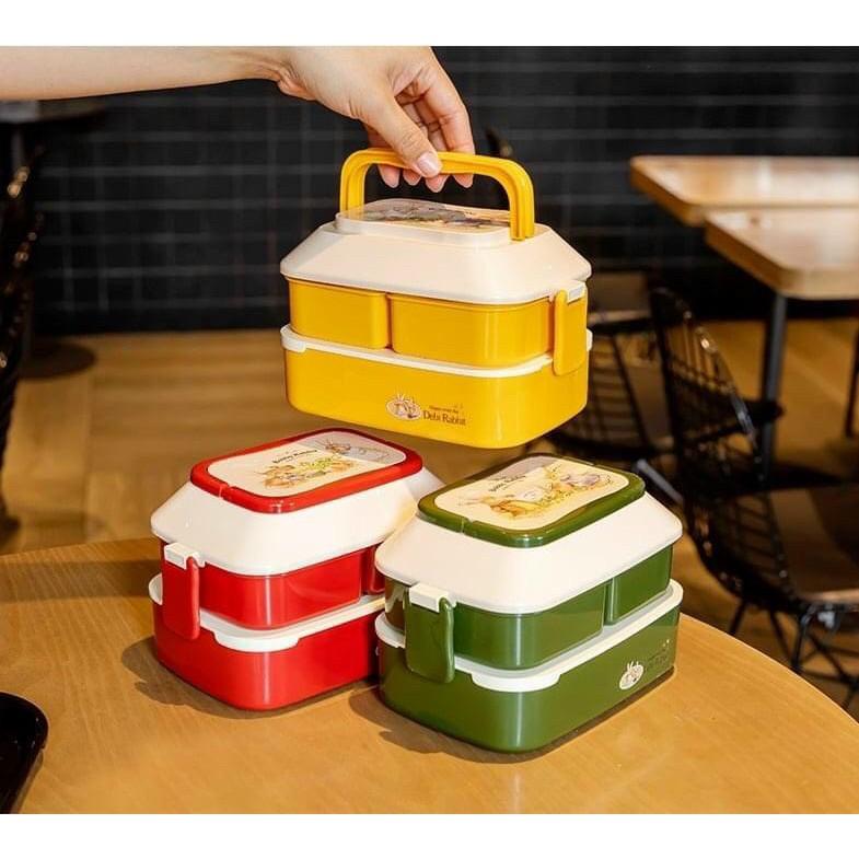 Hộp cơm hàn quốc 3 ngăn kèm muỗng nĩa
