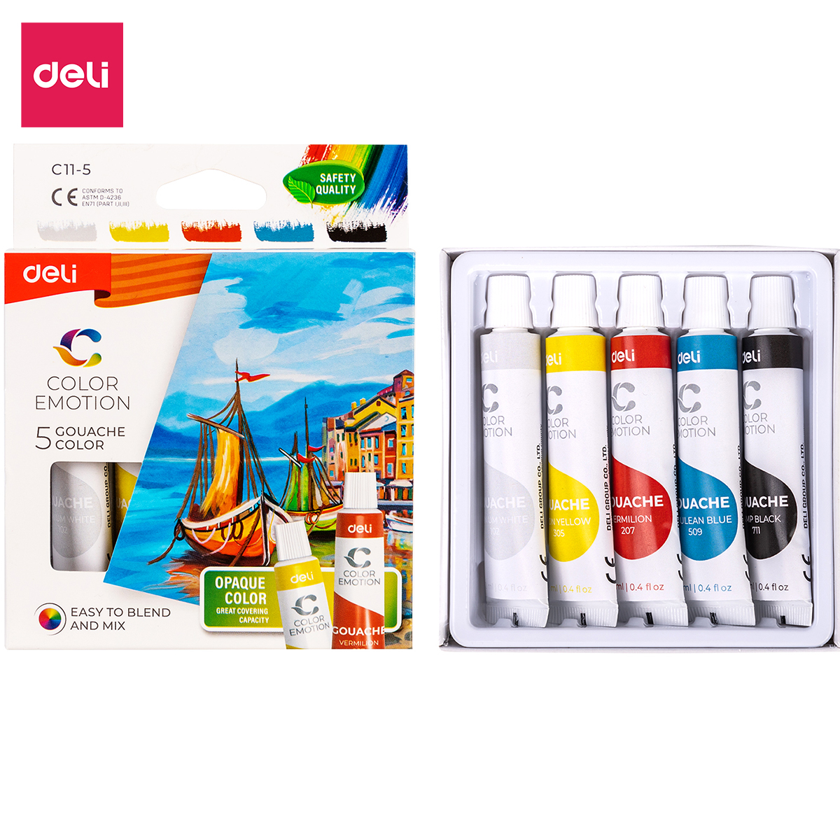 Màu bột Gouache Deli dạng tuýp 12ml Deli - 5/12/24 màu - 1 hộp - EC11 .