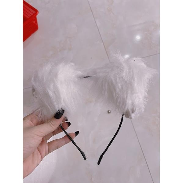 Bờm tóc phát sáng, Cài tóc tai thỏ tai mèo lông vũ có đèn, phụ kiện đi chơi nổi bật