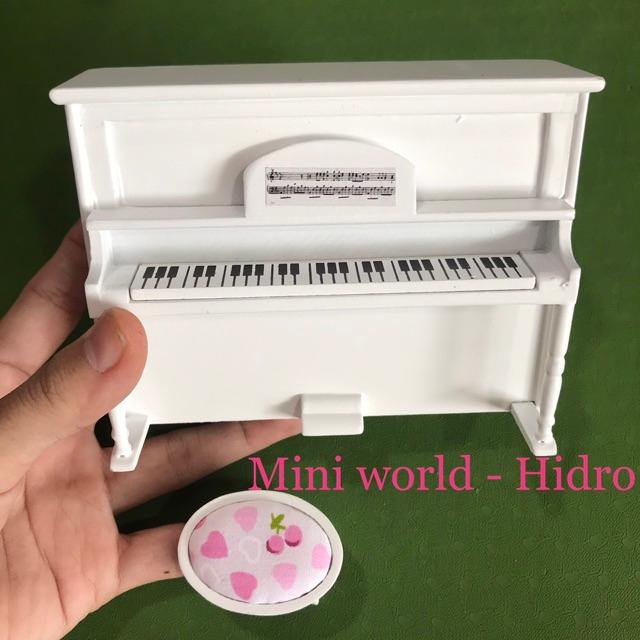 Mô hình đàn piano mini bằng gỗ trang trí nhà búp bê.