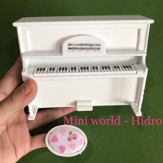 Mô hình đàn piano mini bằng gỗ trang trí nhà búp bê