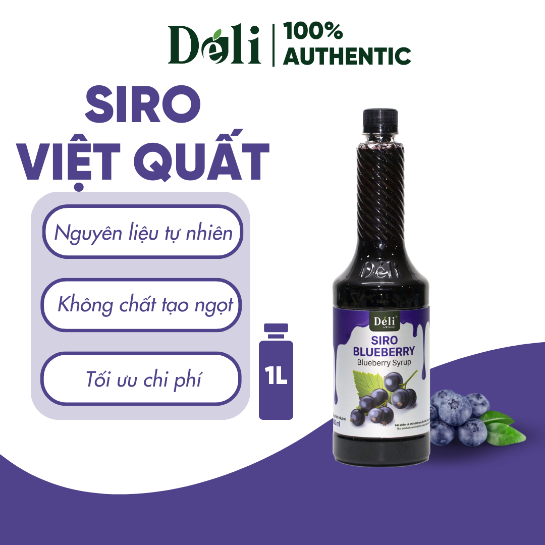 Hình ảnh Siro việt quất Déli - 1 lít - đậm đặc, chuyên dùng pha chế trà trái cây, soda