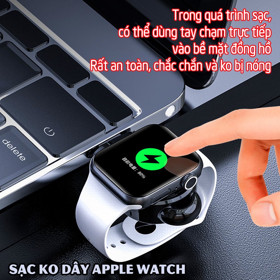 Đế Sạc Không Dây cho đồng hồ thông minh Apple Watch 38/40/42/44mm Series 1/2/3/4/5/6/Se cổng cắm USB cao cấp loại bỏ túi (Mã 887) - Trắng, Đen