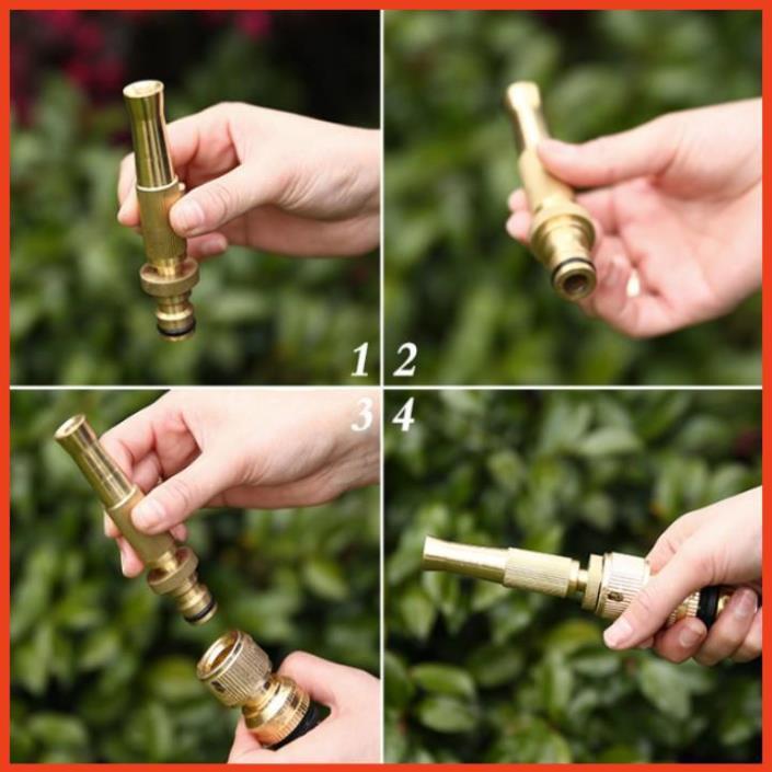 Bộ dây vòi xịt nước rửa xe, tưới cây . tăng áp 3 lần, loại 3m, 5m 206587 cút sập,nối nhựa vàng+ tặng mở chai