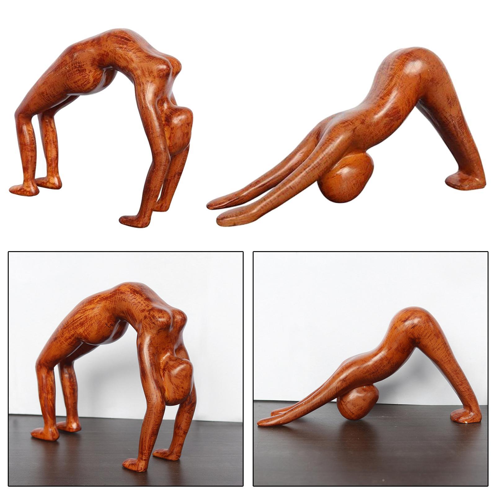 2x Female Yoga Statue Sculpture Figure Figurines Tabletop Yoga Studio Decor