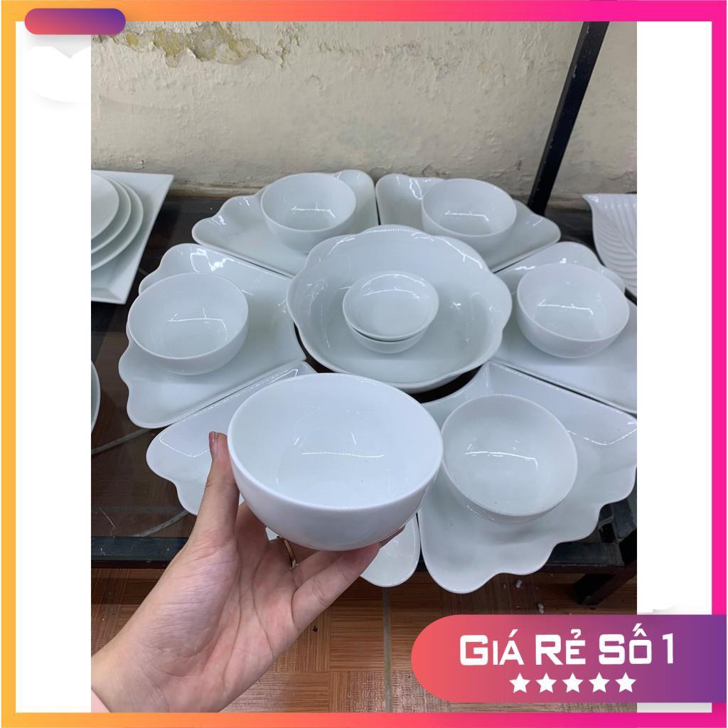 Bộ bát đĩa, bộ đồ ăn mặt trời trắng cao cấp Bát Tràng