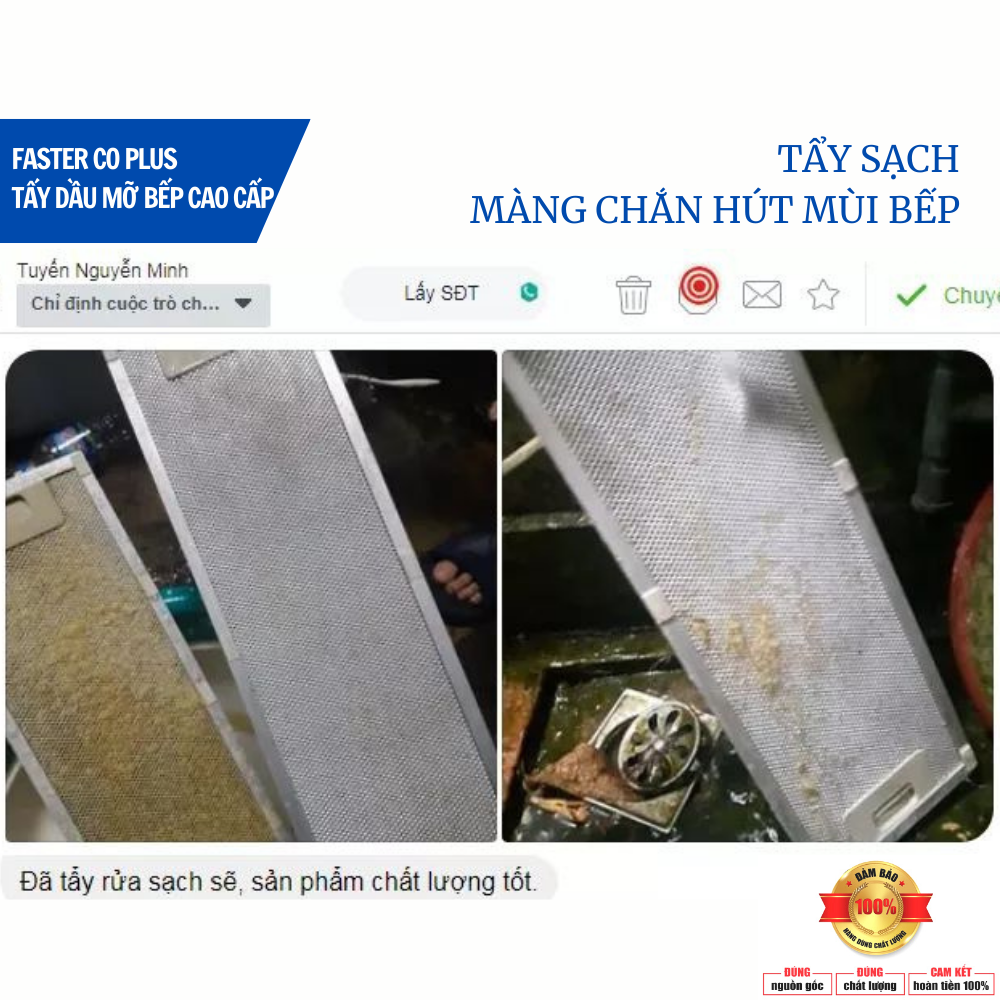 Nước Tẩy Dầu Mỡ Nhà Bếp, Tẩy Vỉ Hút Mùi, Xoong, Nồi, Chảo, Bếp Gas, Faster CO 500ml