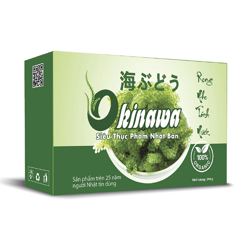 Rong nho biển tách nước Okinawa cao cấp Hộp 240g (12 gói) - Phụ khoa Hồng Đức