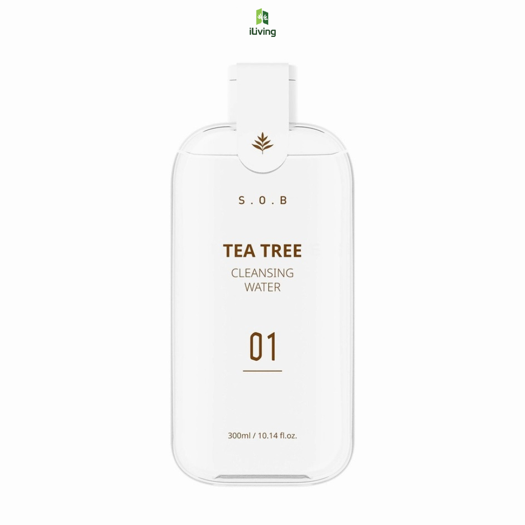 Nước tẩy trang dịu nhẹ cho mọi loại da S.O.B Tea Tree Cleansing Water 300ml ILIVING-SOBNTT300