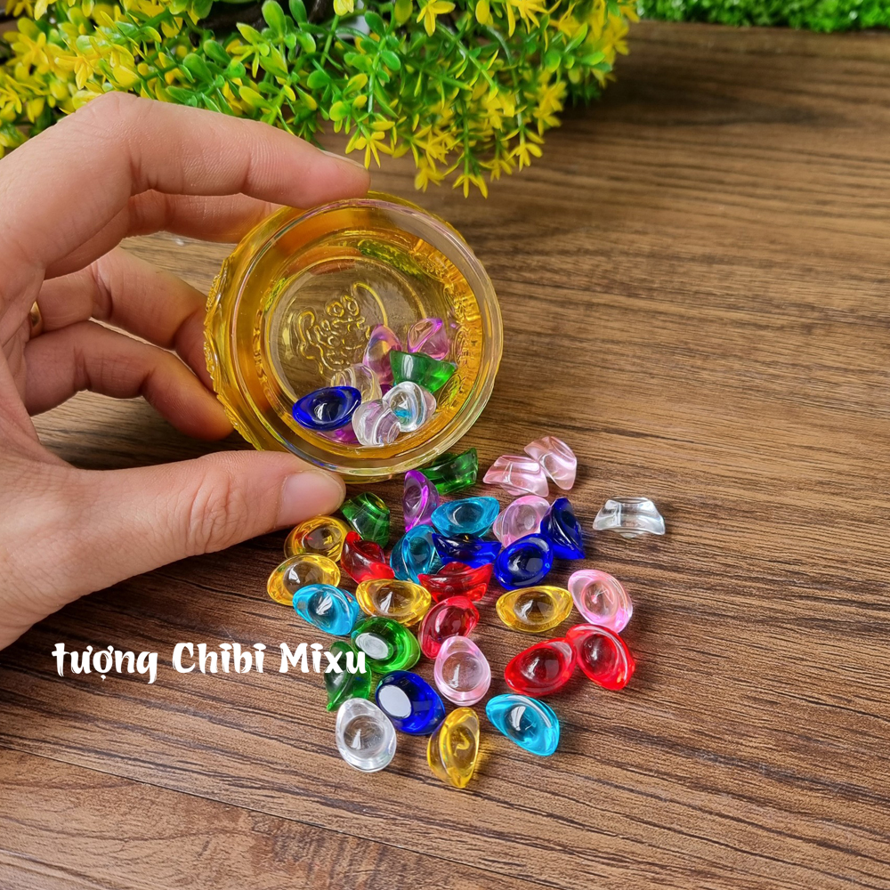 Combo Bát Tụ Bảo 6cm kèm 40 thỏi vàng nhiều màu size 1.5cm