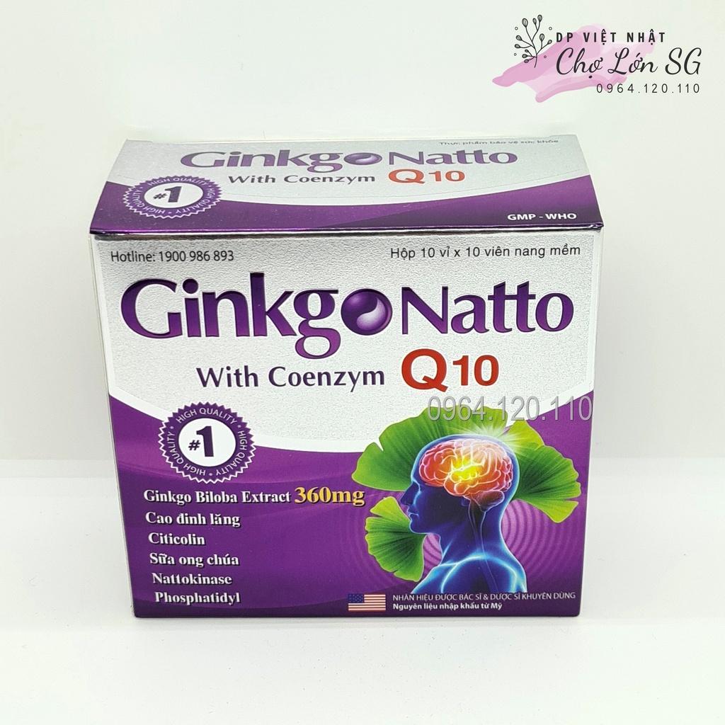 Bổ não GINKGO NATTO Coenzym Q10 tím tăng cường lưu thông tuần hoàn não - Hộp 100 viên