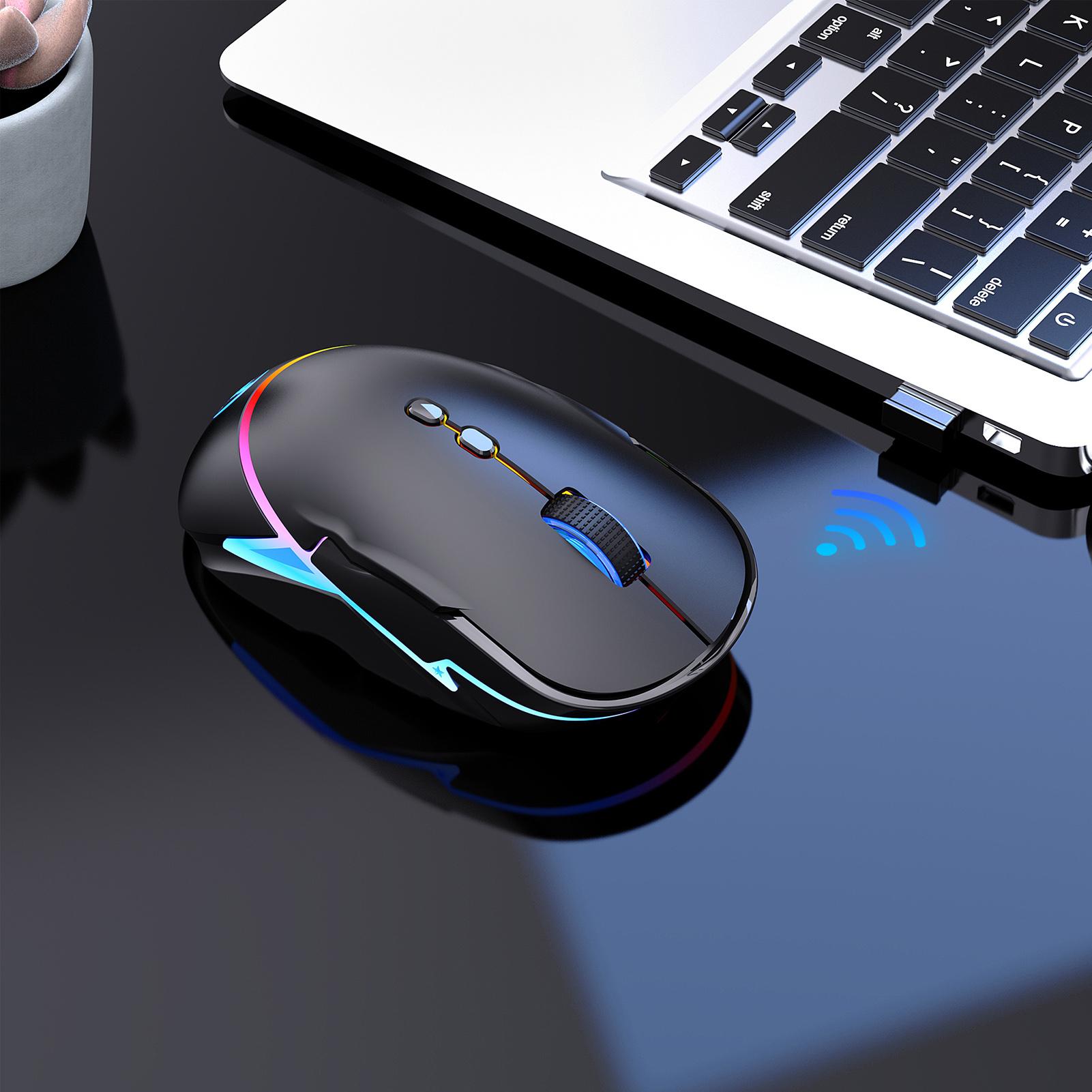 HXSJ T200 2.4G Wireless Gaming Mouse Ergonomic Mouse 3 Adjustable DPI 12 Kinds of RGB Light Effects