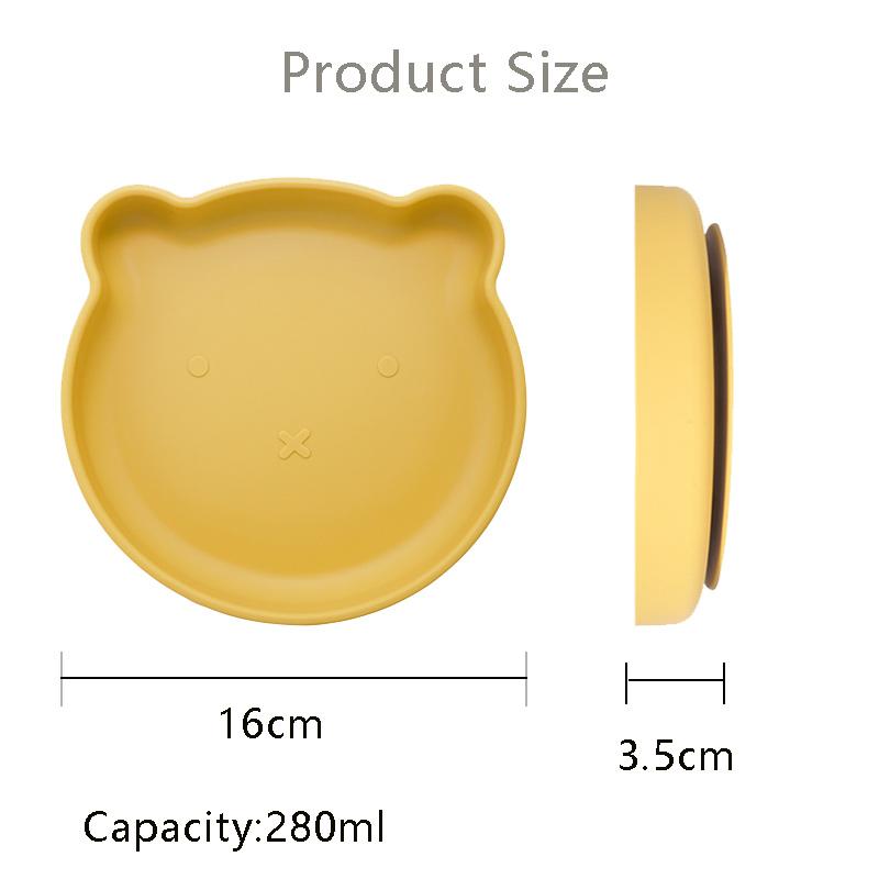 Silicone Cho Bé Ăn Đĩa Có Mút Hình Gấu Cho Bé Bộ Đồ Ăn Nhà Bếp Trẻ Em Đào Tạo Món Ăn Tấm Bát Không Chứa BPA