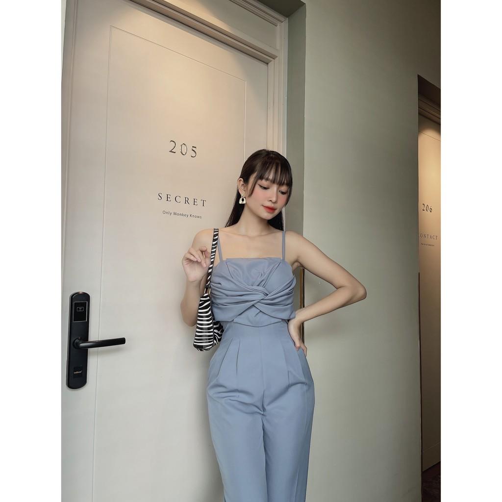 Jumpsuit đồ bay chéo nơ ngực, form chuẩn sang trọng