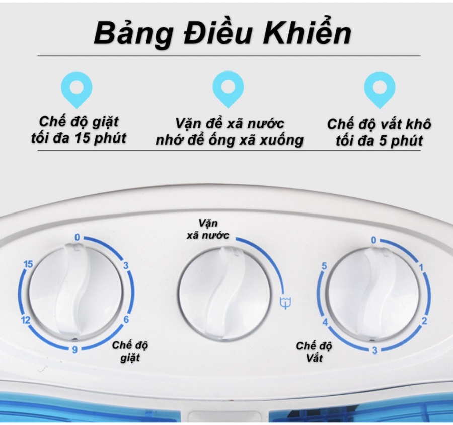 Máy Giặt Mini 2 Lồng 4,5kg có chức năng vắt khô