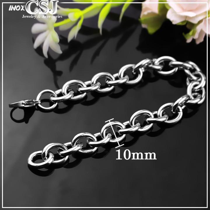 Lắc tay nam inox kiểu xích 10 ly đẳng cấp, phong độ, lịch lãm - Chọn size theo yêu cầu