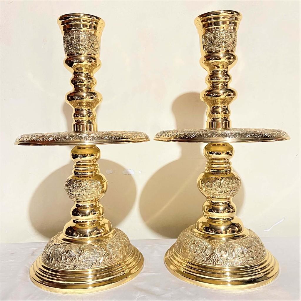Bộ Tam Sự Đỉnh Tròn Bằng Đồng Cao 53cm
