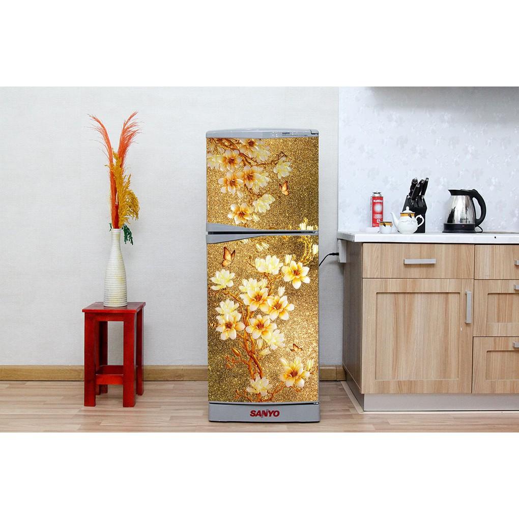 Decal dán tủ lạnh - Mẫu Hoa Mai Trắng 2 - Chất liệu cao cấp - Có sẵn keo dán