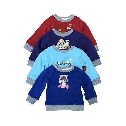 Áo nỉ bông cotton cổ tròn tay dài BABIBOO - BB97
