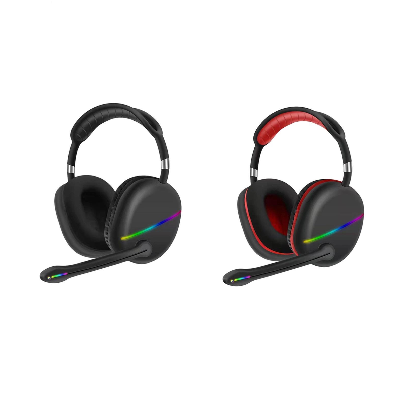 2 Bluetooth 5.1 Headphones with Microphone, RGB Lights, HiFi Low Latency Computer