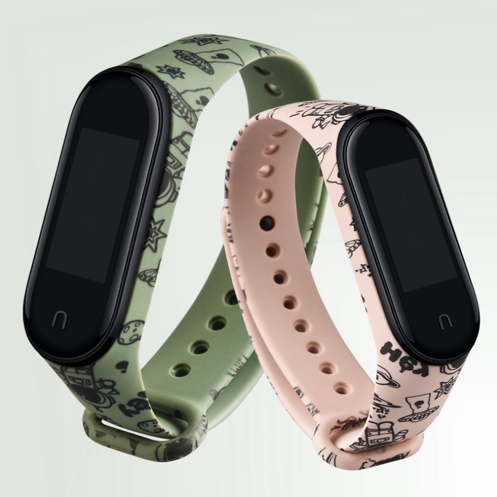 Dây đeo phụ kiện bằng silicone mềm TPU hoạt hình cho Xiaomi mi band 3 4 5