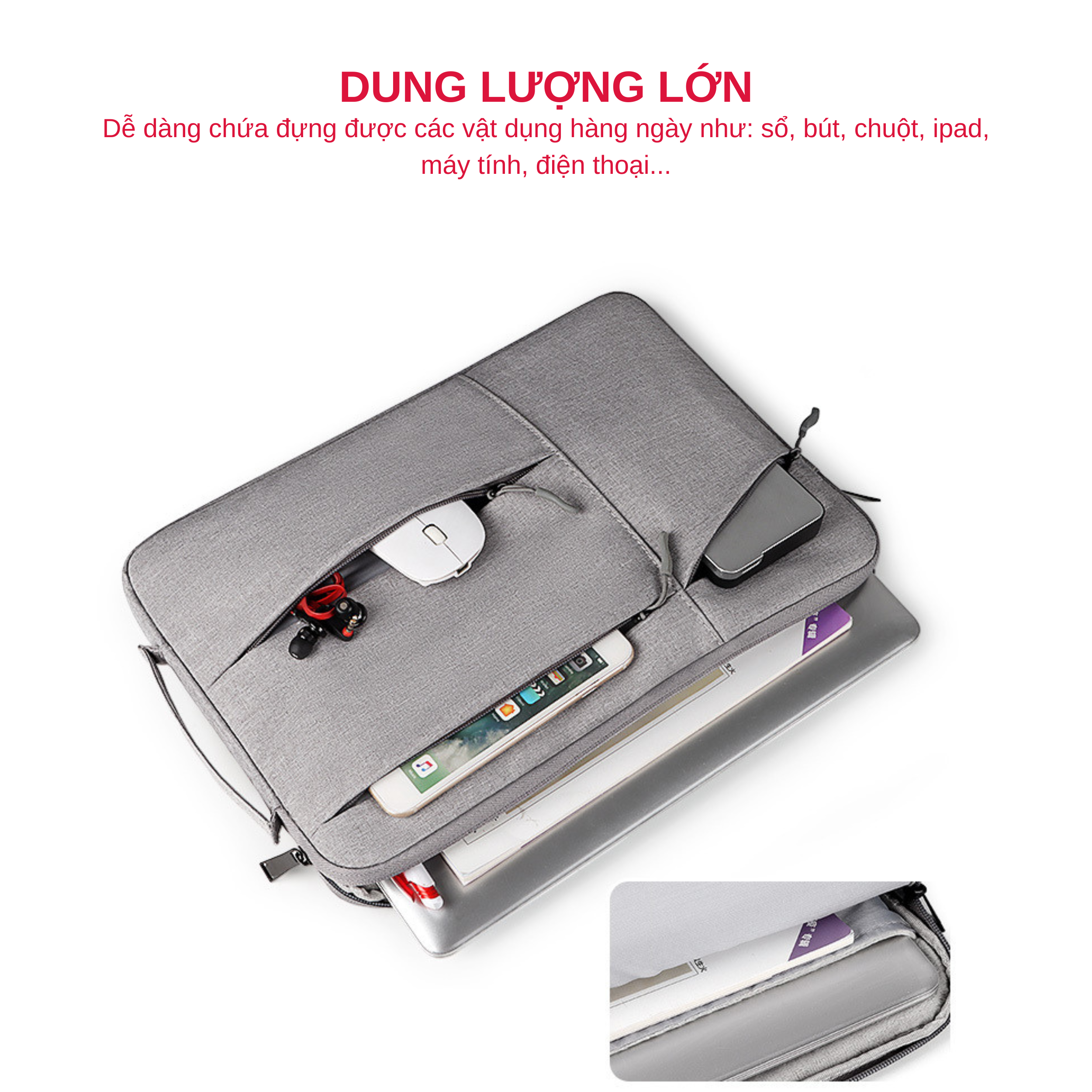 Túi Chống Sốc Laptop Máy Tính Xách Tay 3 Ngăn - Hàng Chính Hãng Tamayoko
