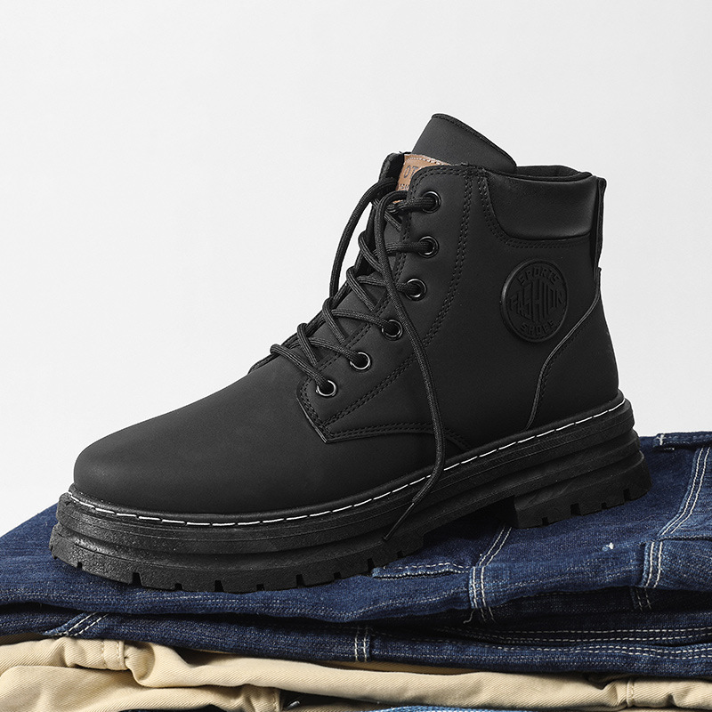 Giày Boots Nam Cổ Cao Giả Da Lộn BCC001 Đen