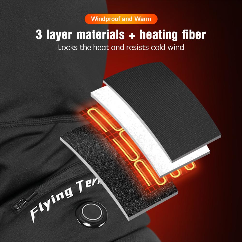 FLYING TERN Winter Warm Battery Heated Balaclava Ski Mask Headwear Windproof Thermal Fleece Face Mask Bandanas