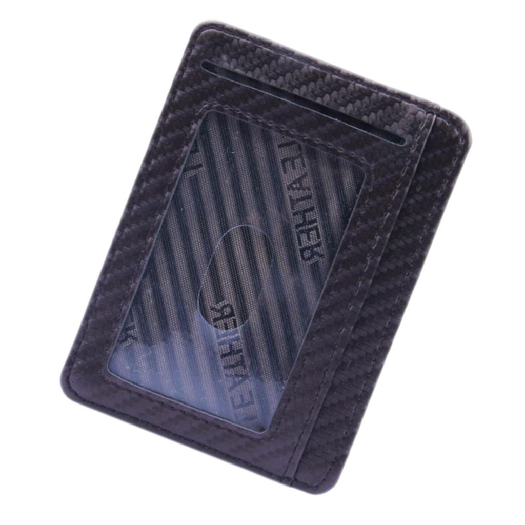 Mens Slim Leather Card Holder Front Pocket Wallet Change Coin Purse Black