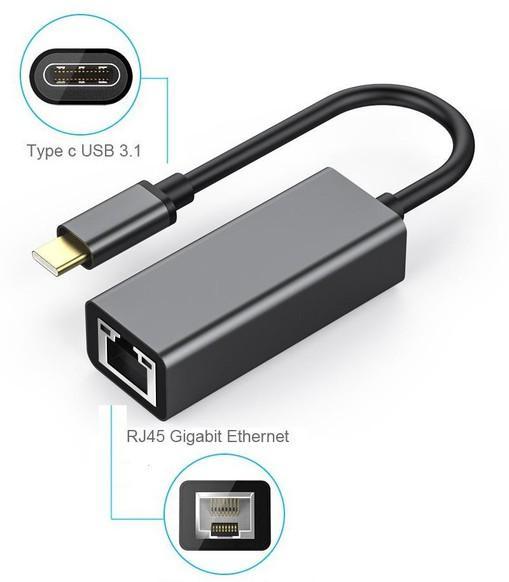 Cáp USB Type-C to Lan Gigabit kết nối mạng internet cho Máy tính, Điện thoại