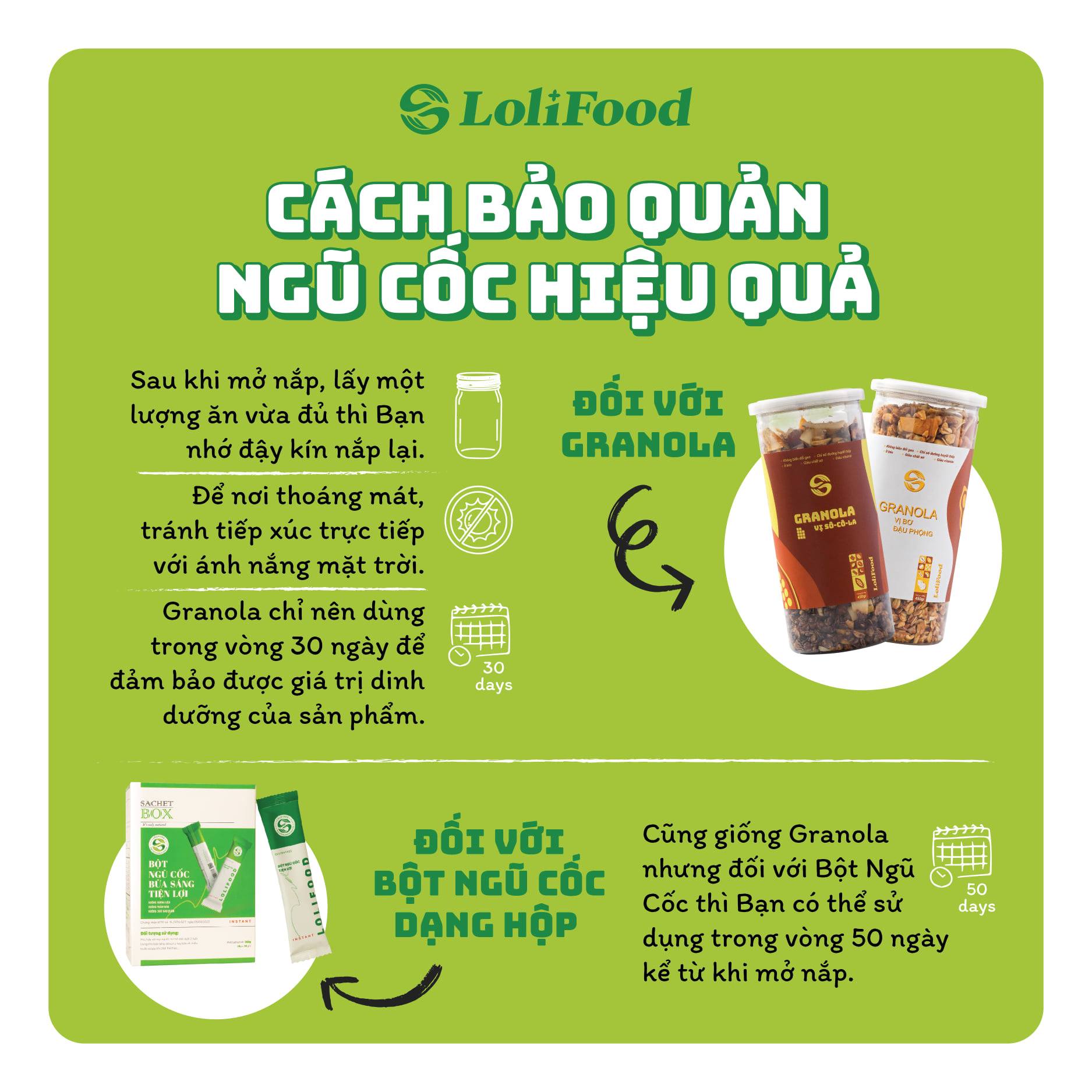 Ngũ Cốc Ăn Sáng Tiện Lợi LoliFood,100% Hữu Cơ, Hạt Ngũ Cốc Dinh Dưỡng Tiện Lợi, Gói Ngũ Cốc Cao Cấp, Nạp Năng Lượng Nhanh Chóng 20gói x18g