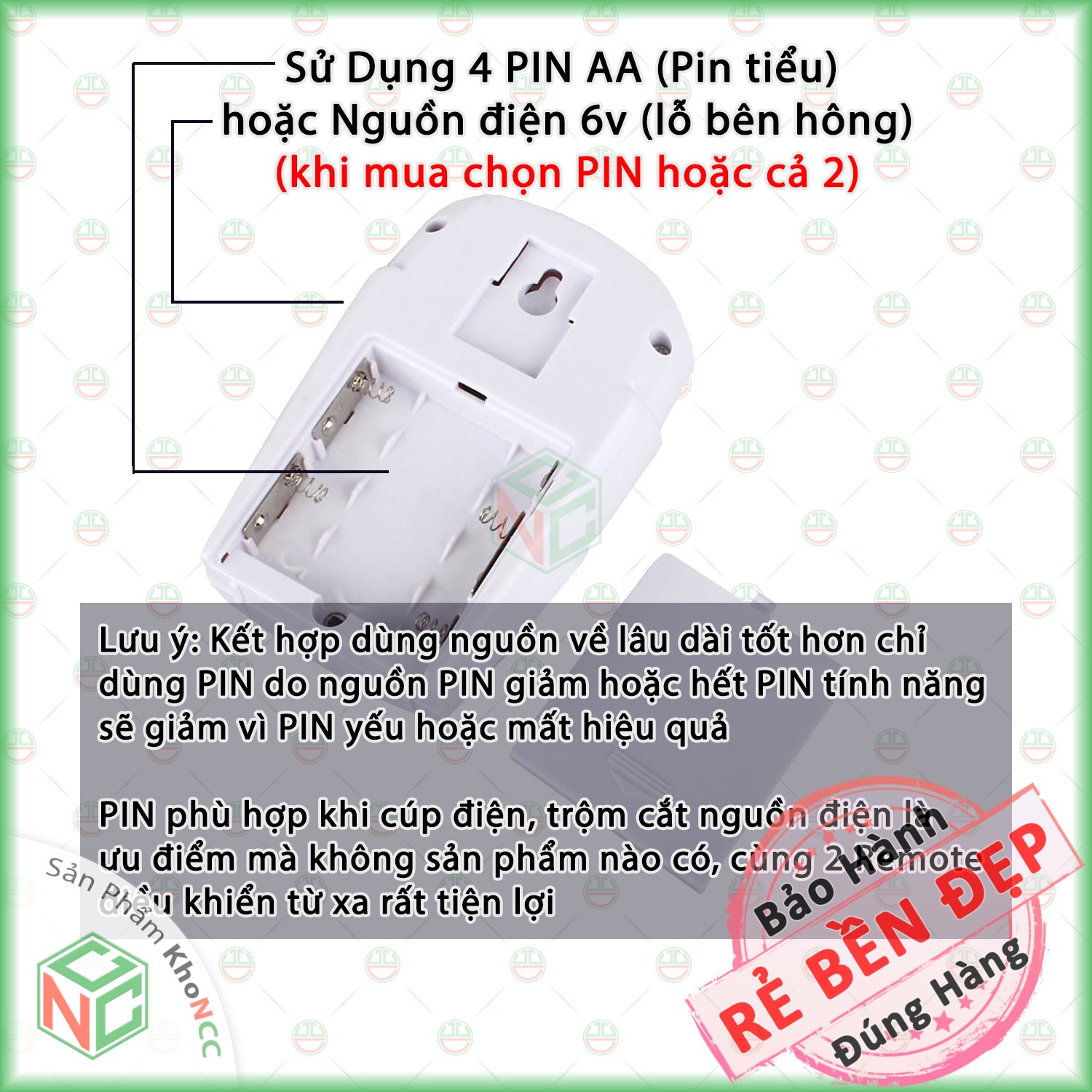 [An Toàn] Hệ Thống Báo Động An Ninh Chống Trộm KhoNCC Hàng Chính Hãng - Cảm Biến Hồng Ngoại Chuyển Động Không Dây Có 02 Remote Điều Khiển Từ Xa - NQT-BCHHN (Màu trắng)