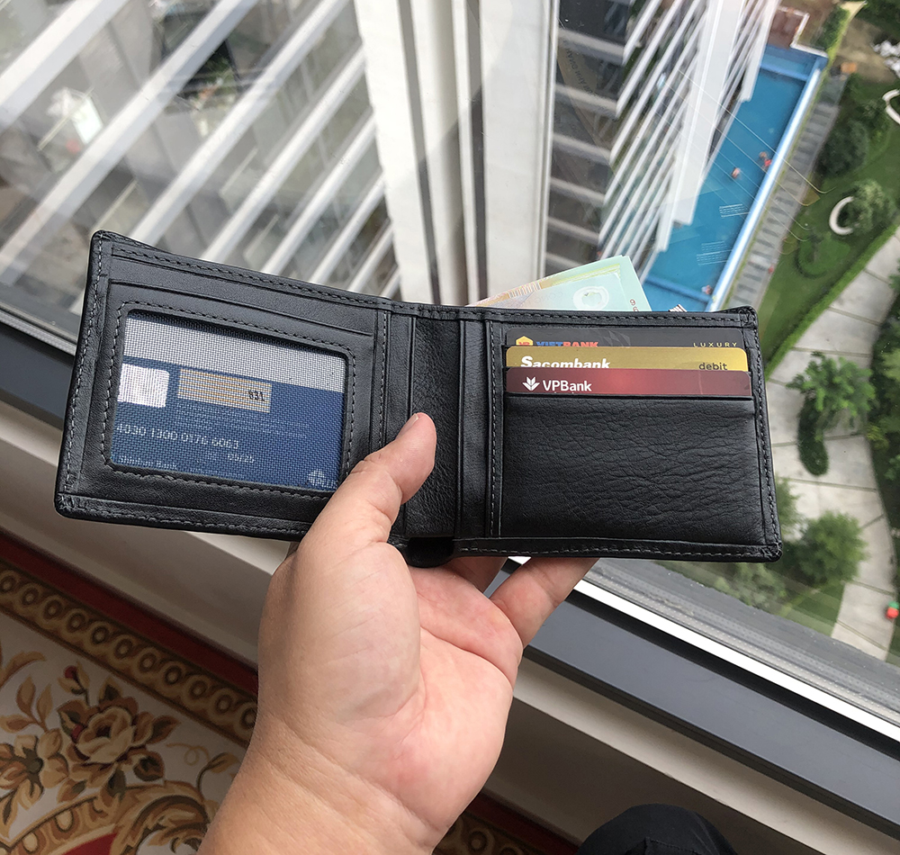 Ví Nam Ngang T&Tra V02 Đen, Chất Liệu Da Bò Cao Cấp, Nhiều Ngắn
