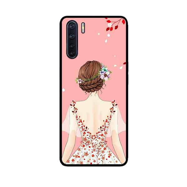 Ốp Lưng in cho Oppo A91 Mẫu Cô Gái Váy Hồng - Hàng Chính Hãng