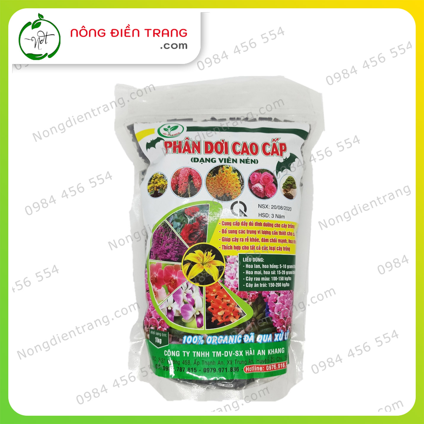 Phân Dơi Viên Nén Cao Cấp Đã Qua Xử Lí - Túi 1kg - 100% Organic VTNN Nông Điền Trang