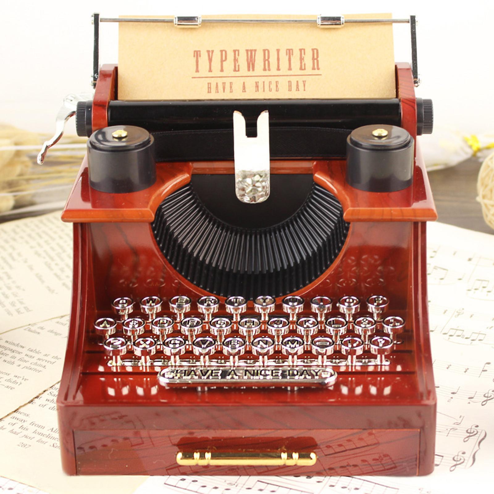 Typewriter Music Box Tabletop Ornaments Clockwork Music Box for Event Party