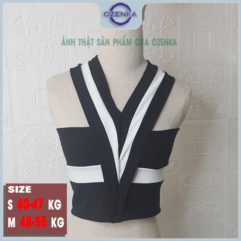 Áo croptop sát nách cổ chữ V kẻ sọc phong cách âu mỹ dệt kim OZENKA hai dây bản to vải gân 100% cotton mềm mịn