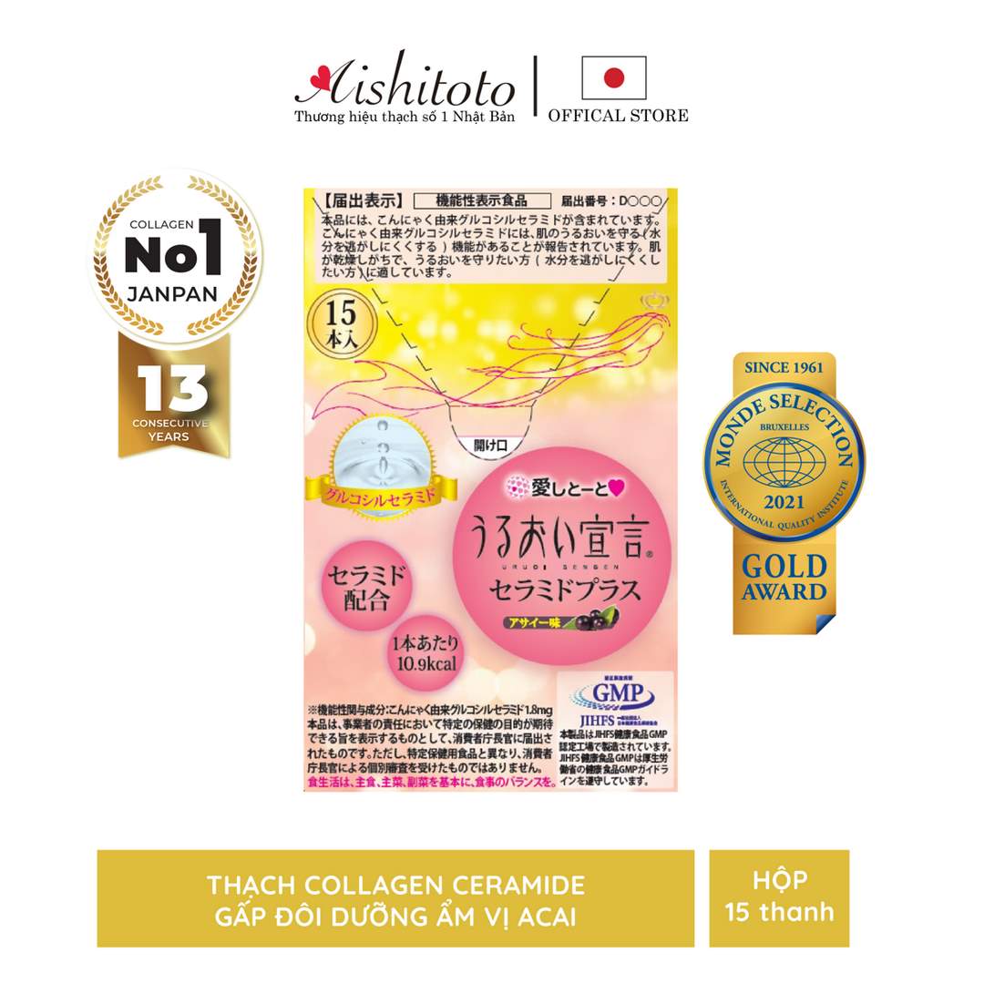 Combo 10 hộp thạch collagen jelly ceramide plus 30 thanh