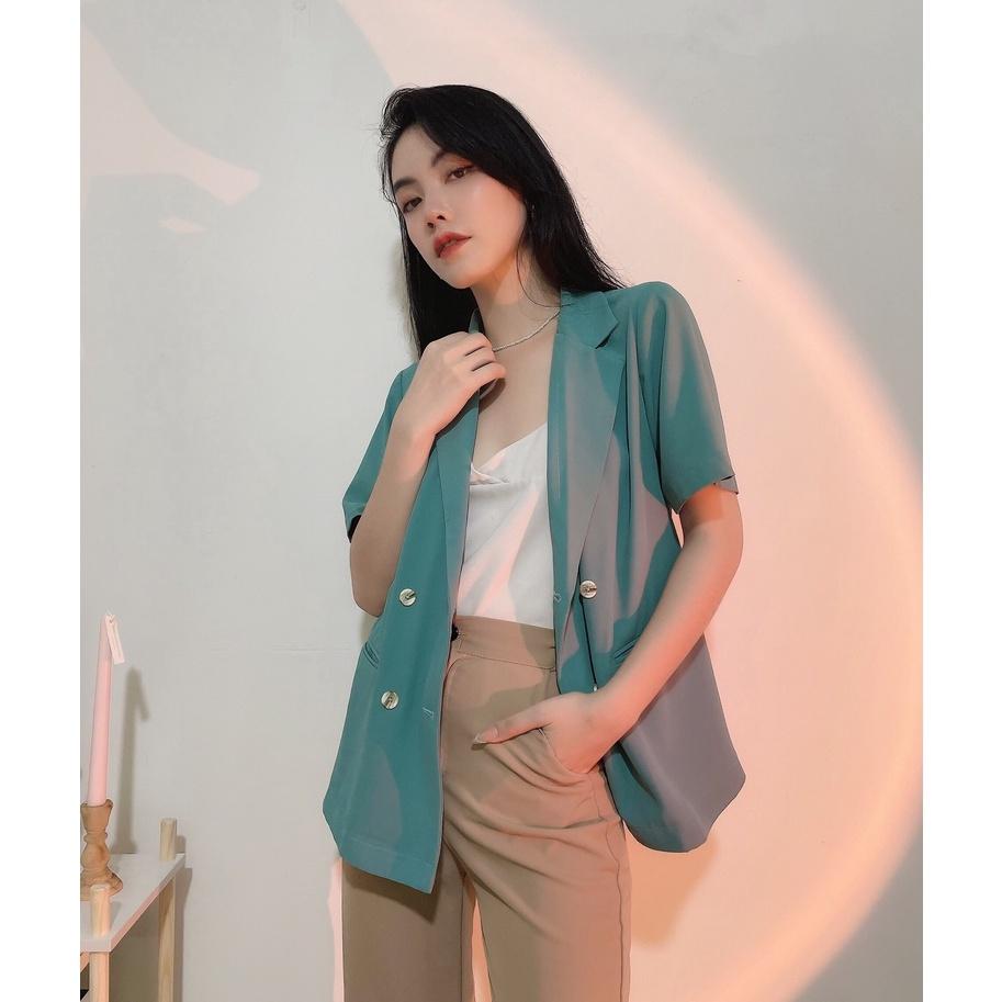 Áo khoác blazer nữ Méo shop dáng cộc tay túi nắp form xuông nhiều màu kiểu Hàn Ulzzang