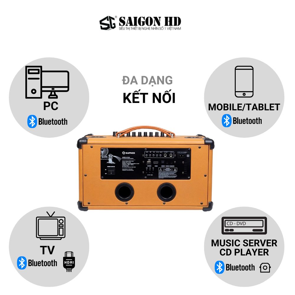 Loa Karaoke Bluetooth cao cấp SUMICO BT-S52 |Hàng chính hãng - Pin 8 Giờ, Cổng phát lại USB, Tặng Kèm 2 micro UHF, Đa dạng kết nối